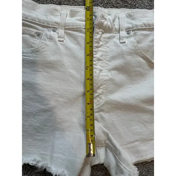 Madewell White Denim Shorts Size 29 Frayed Hem Mid Rise Summer Staple - Picture 6 of 6